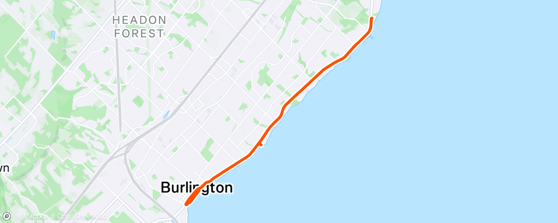 Map of the activity, Slightly longer Burlington ride.