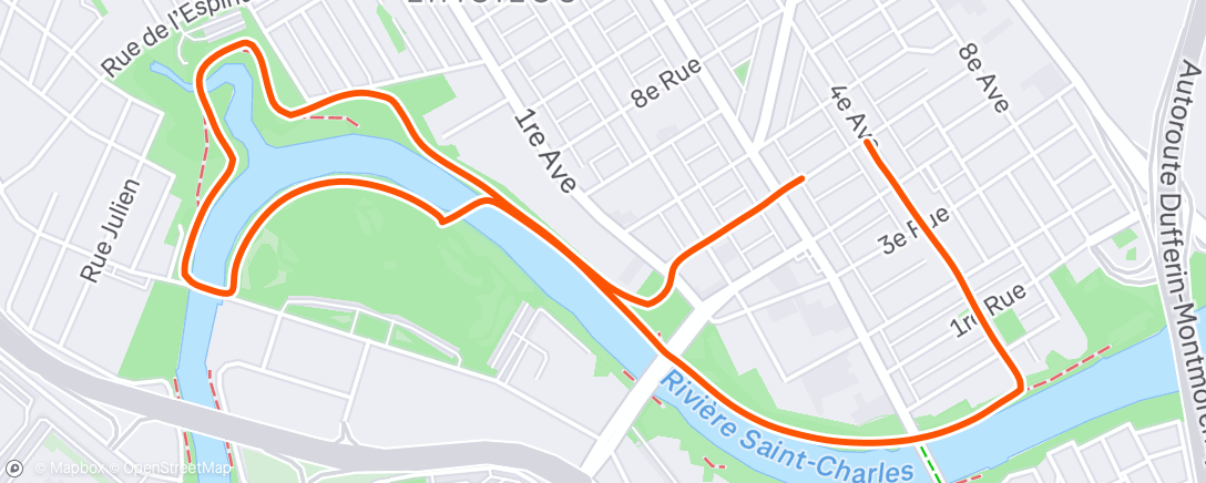 Map of the activity, Afternoon Run