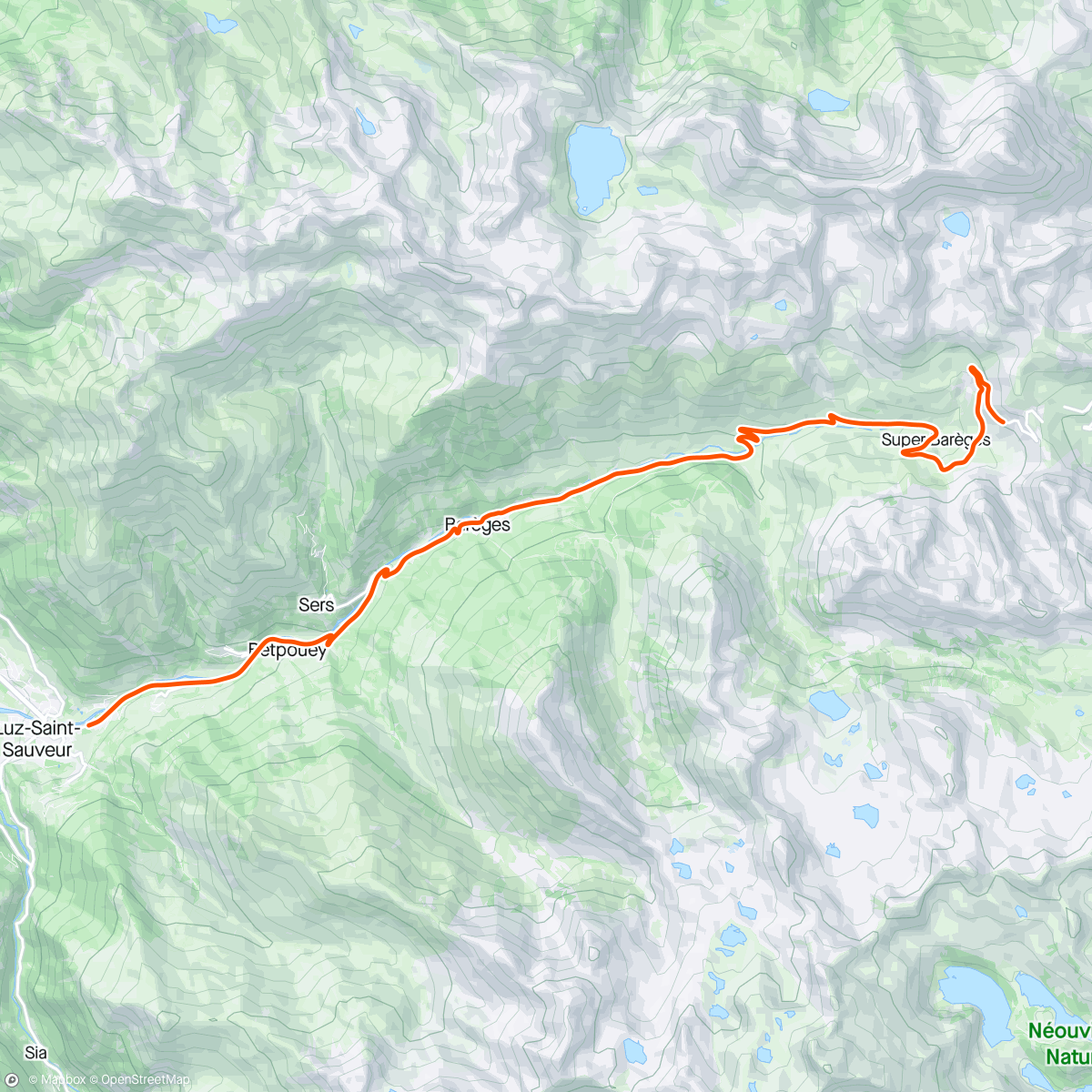 「ROUVY - Col du Tourmalet Downhill to Luz-St-Sauveur | Pyrenees | France  [Tour de France 2023]」活動的地圖