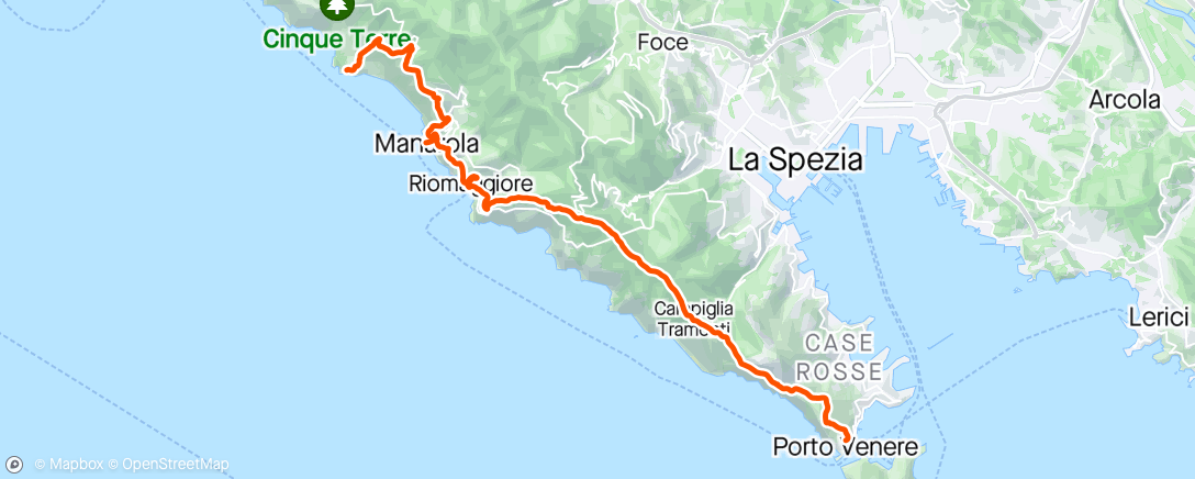 Carte de l'activité sentiero liguria | da corniglia a portovenere