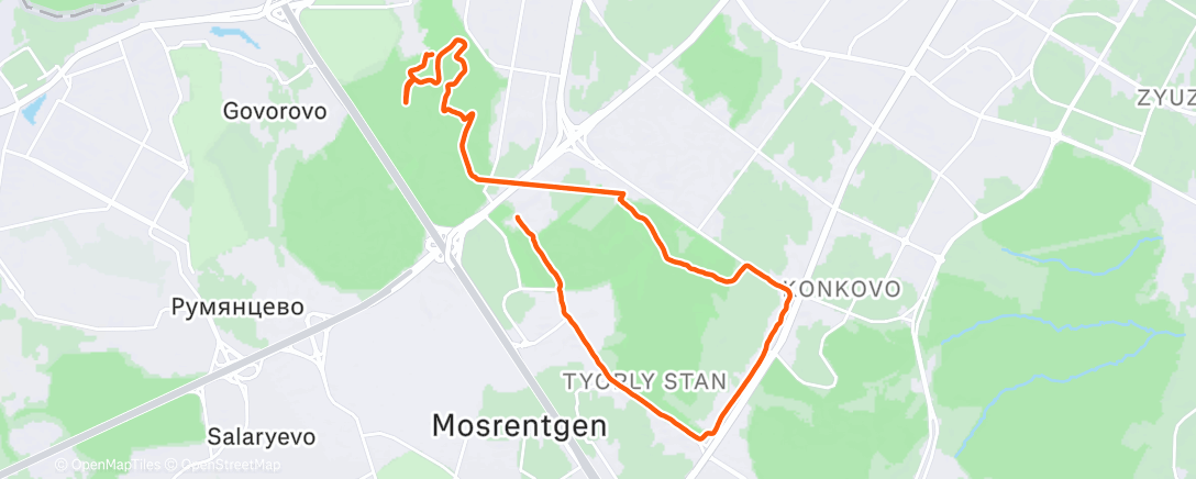 Map of the activity, Afternoon Run