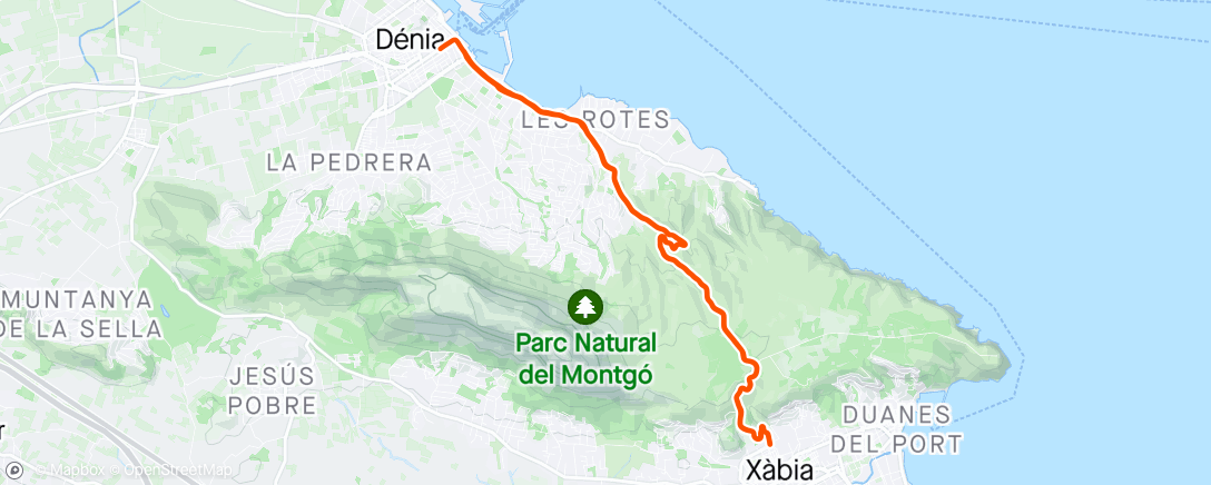 Map of the activity, Javea ida y vuelta