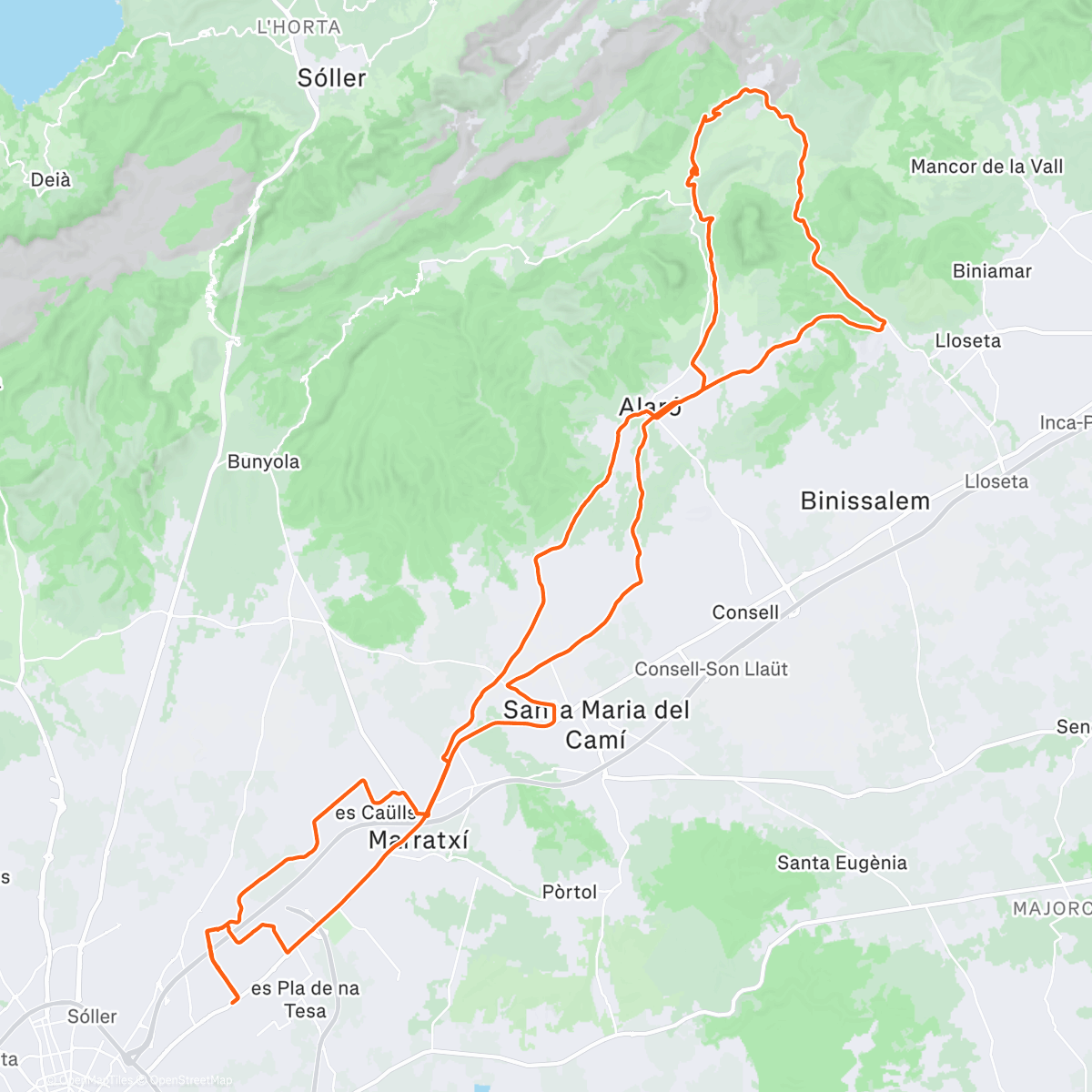 Карта физической активности (BTT Alaro solleric Alaro illes)