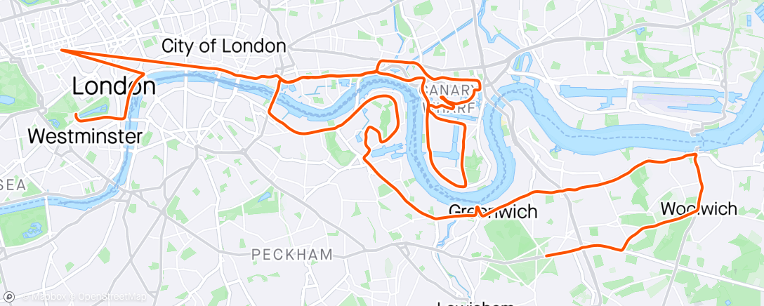 Map of the activity, London Marathon 2024 🇬🇧