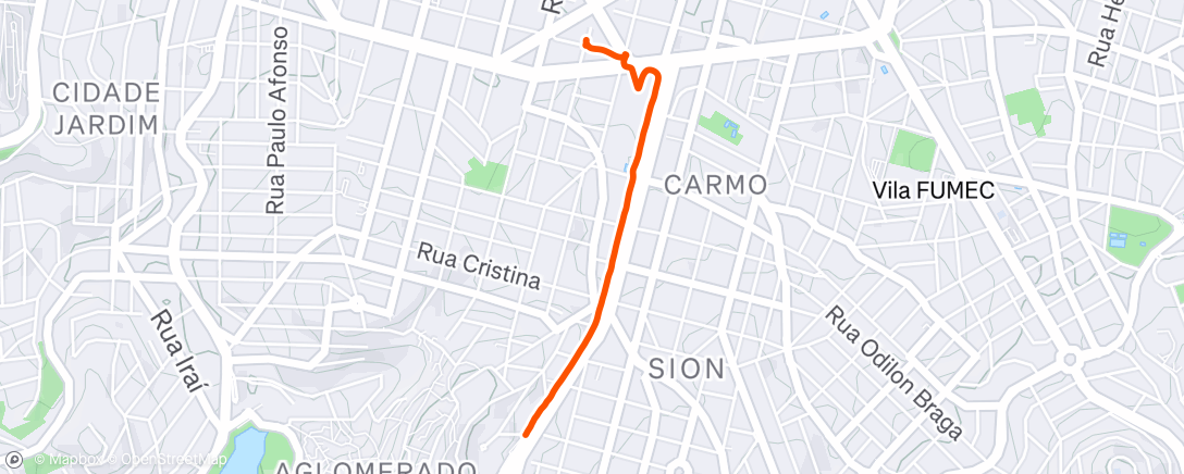 Map of the activity, Caminhada vespertina