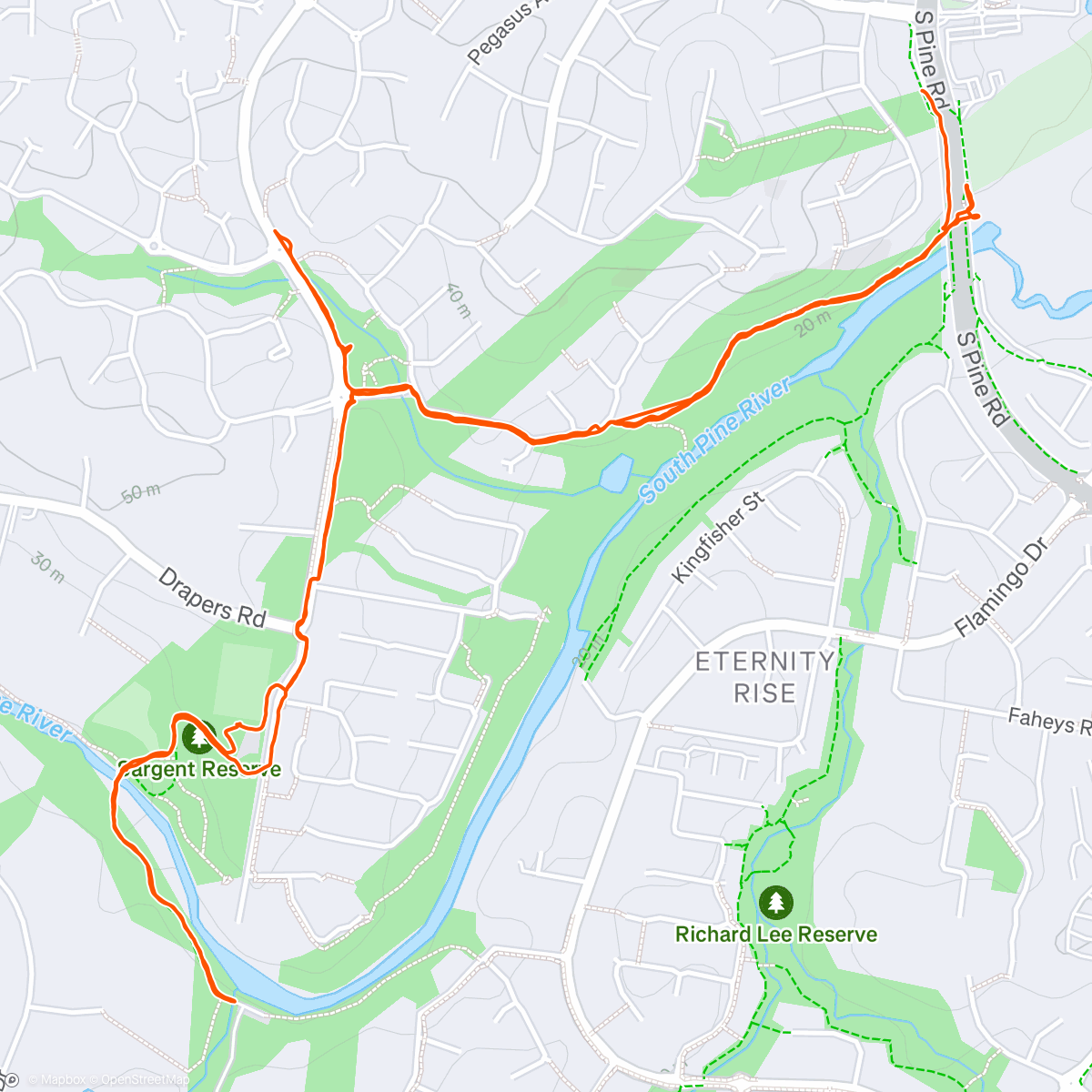 Map of the activity, Exploring Eatons Hill trails with my cousin Gen