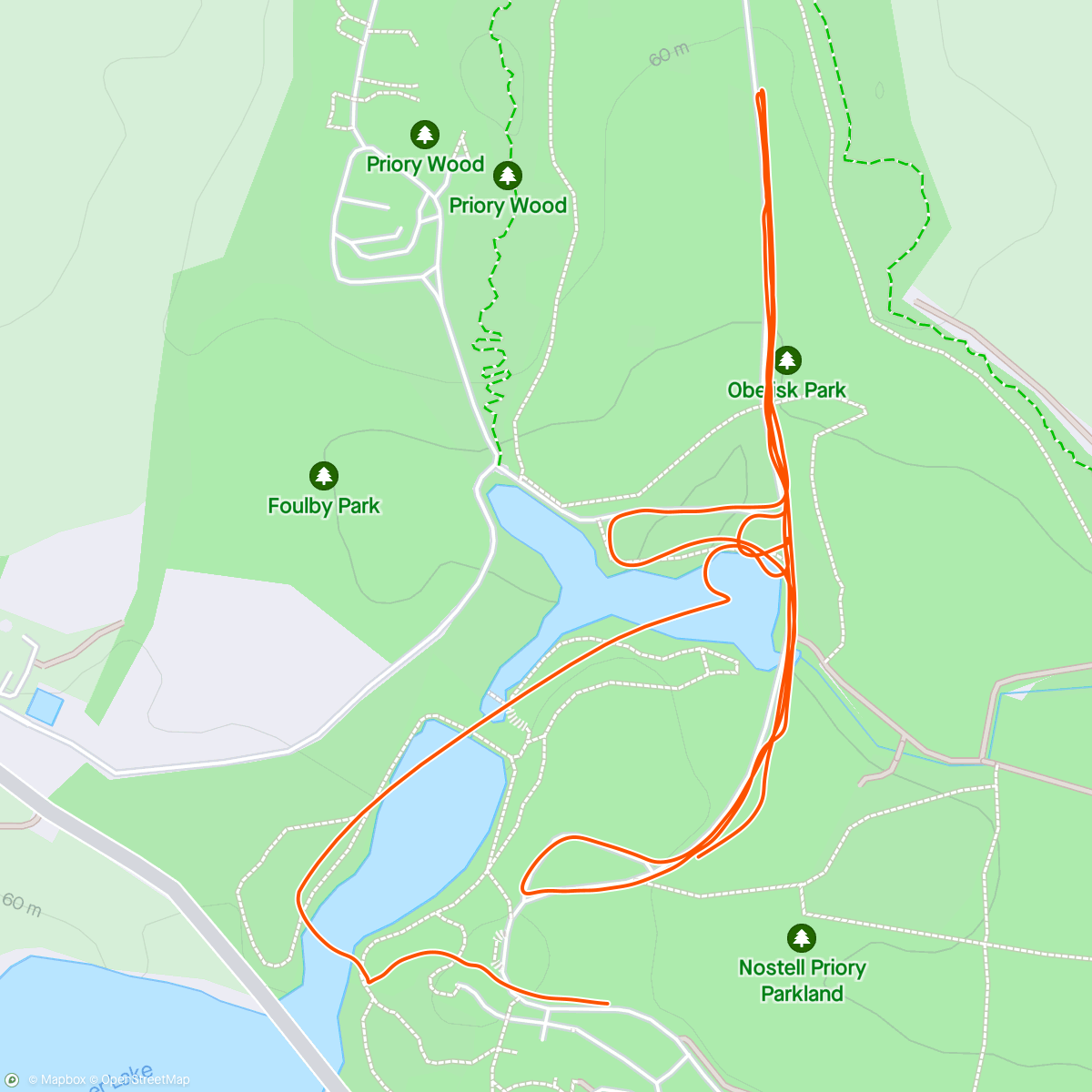 Map of the activity, Nostell 5km