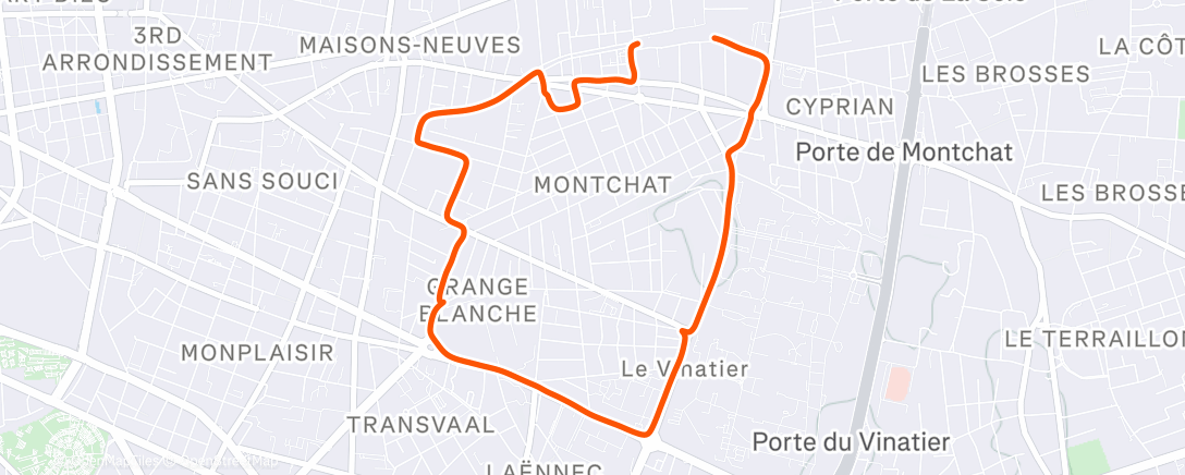 Map of the activity, Course à pied le matin