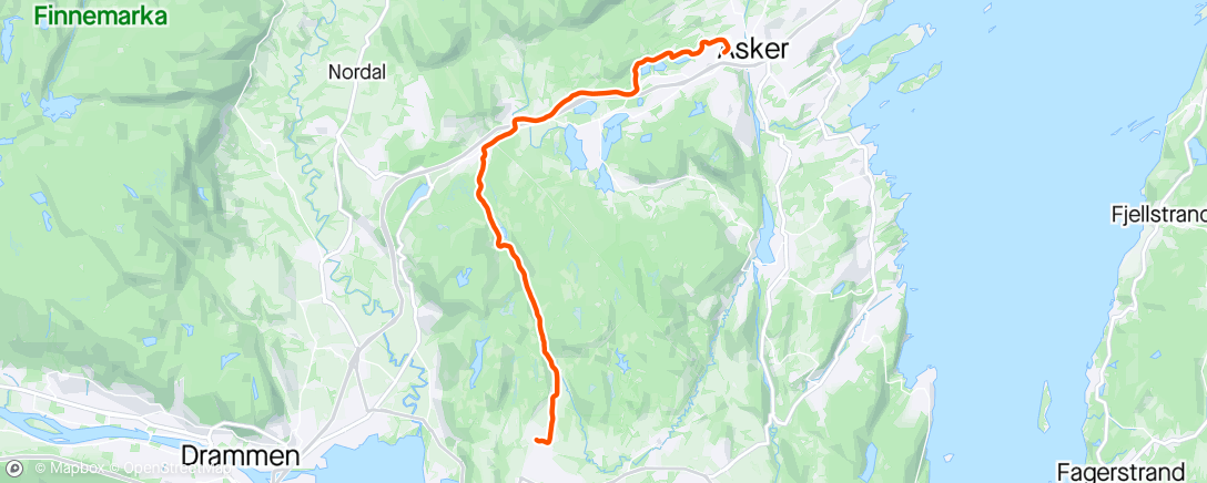 Map of the activity, På is-såle gjennom skogen
