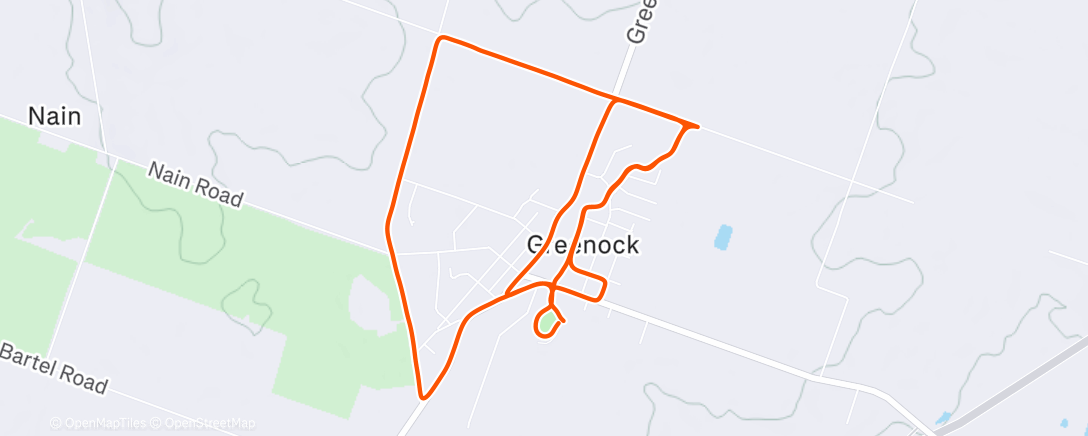 Map of the activity, Afternoon Run