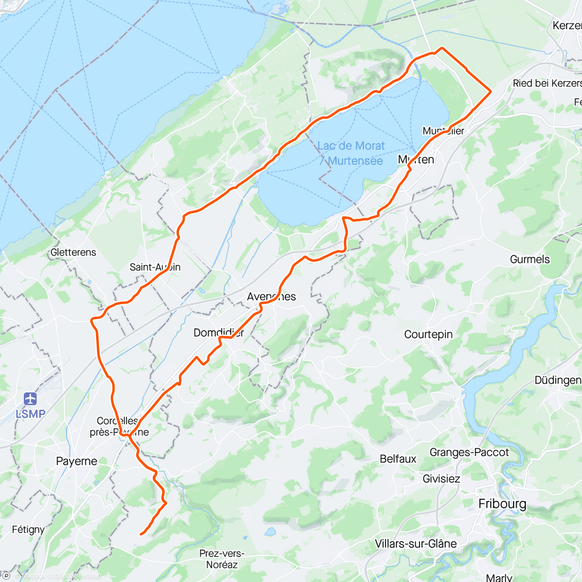 Mapa de la actividad, Route / Tour du lac de Morat
