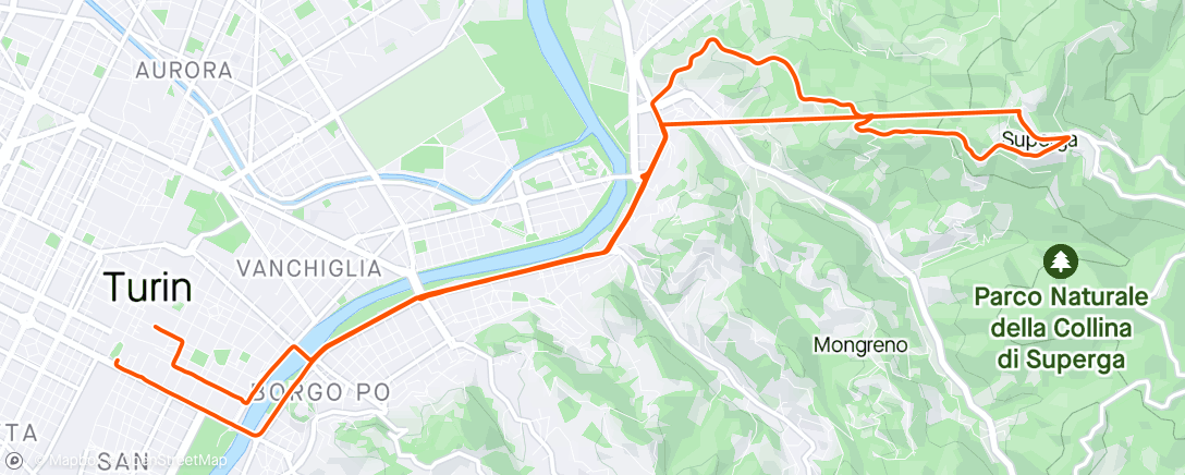 Map of the activity, Superga