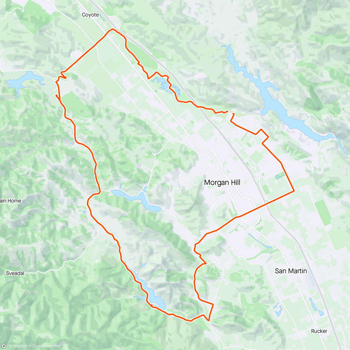Map of the activity, Morgan Hill - Uvas and Calero Dams