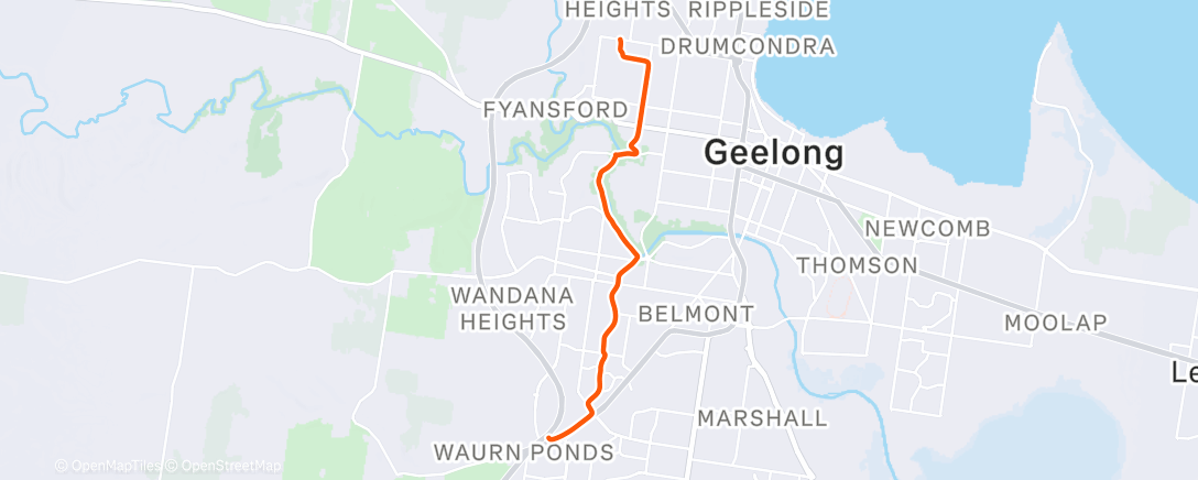 Map of the activity, Evening Ride