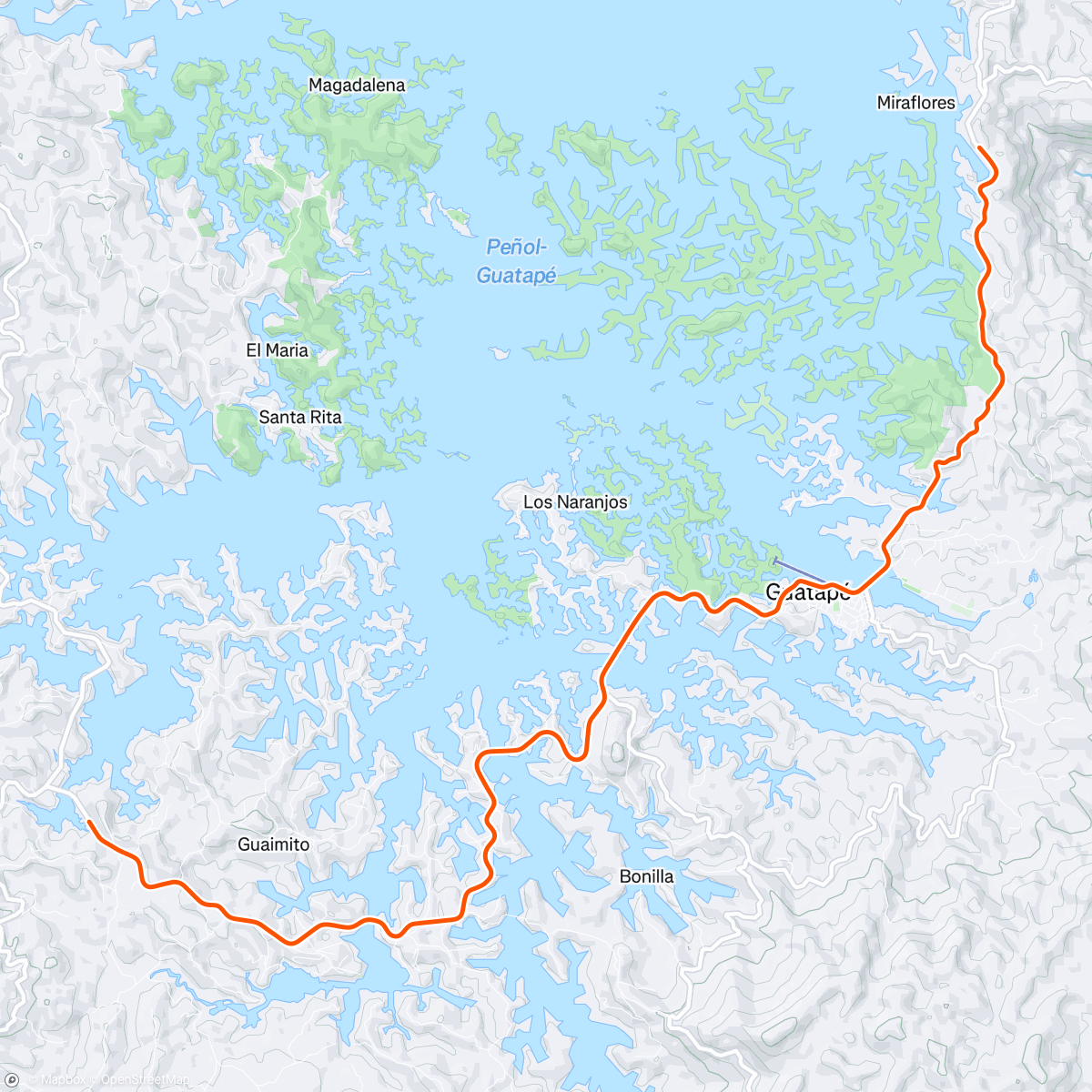 Map of the activity, ROUVY - GWA Colombia | Stage 5 - El Peñón de Guatapé