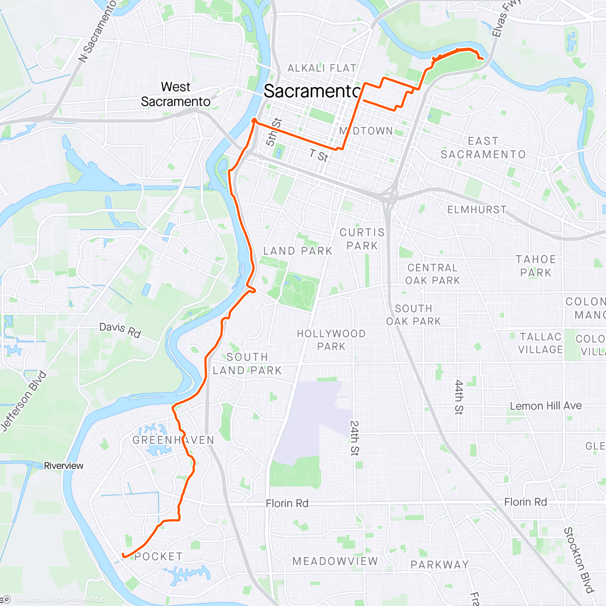 Mapa de la actividad, Evening E-Bike Ride