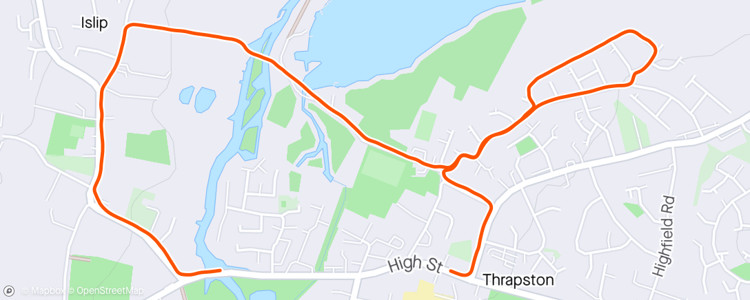 Map of the activity, Thrapston jog group