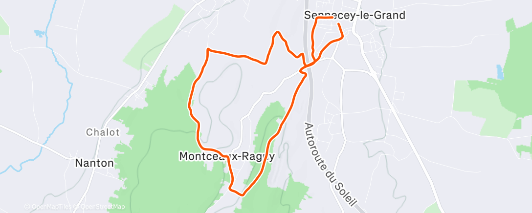 Map of the activity, Course à pied le matin