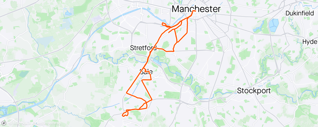 Mapa da atividade, Manchester Marathon 😍😍💚