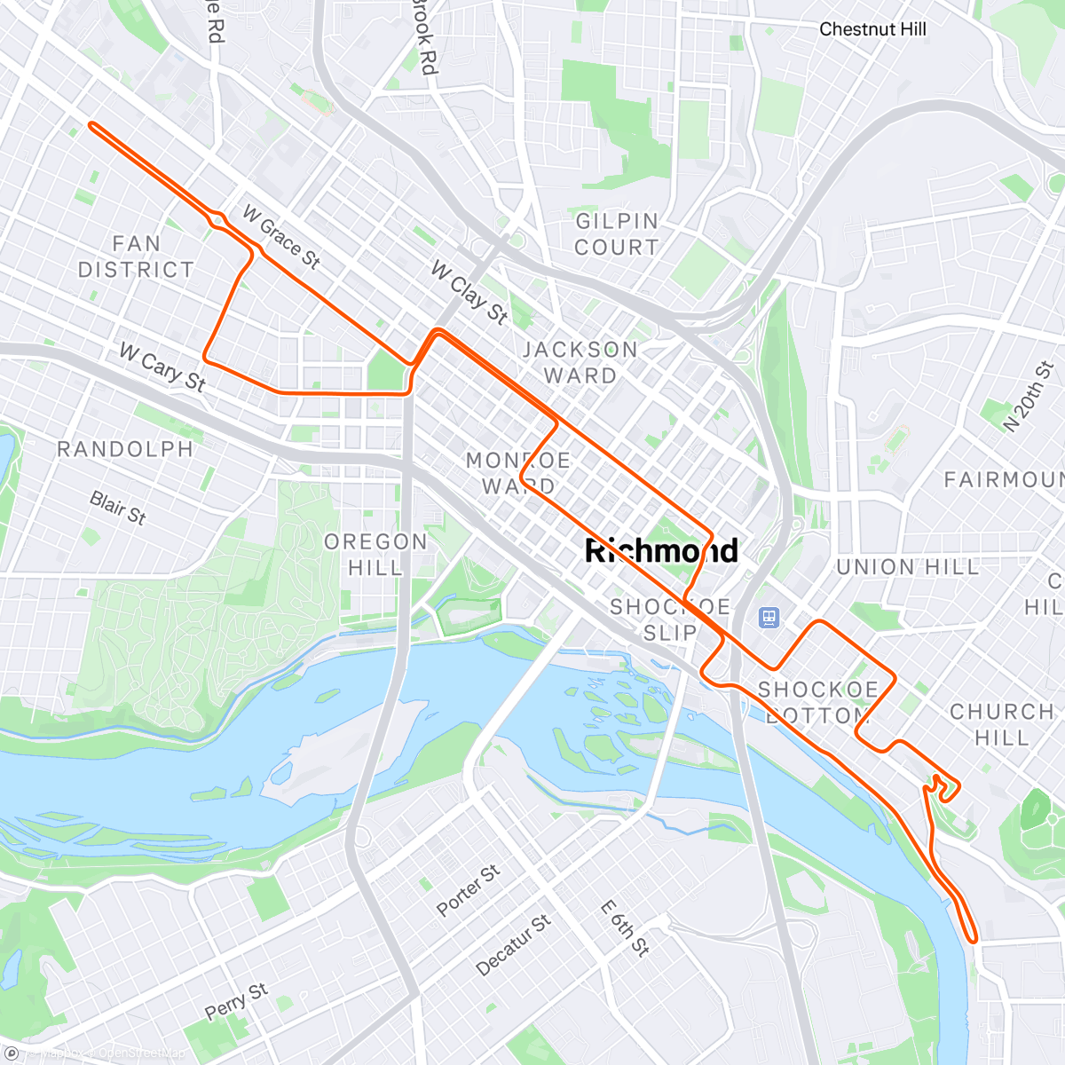 Map of the activity, Zwift - Aerobic Sustainability in Richmond