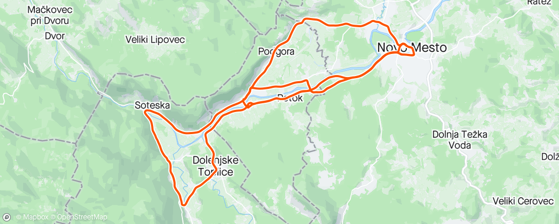 Map of the activity, Maraton po dolini reke Krke