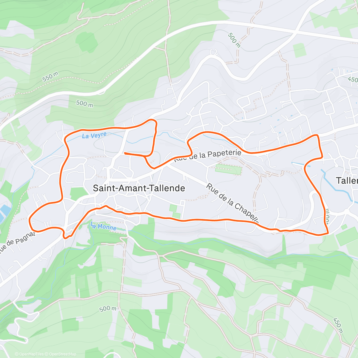 Map of the activity, Course à pied dans l'après-midi