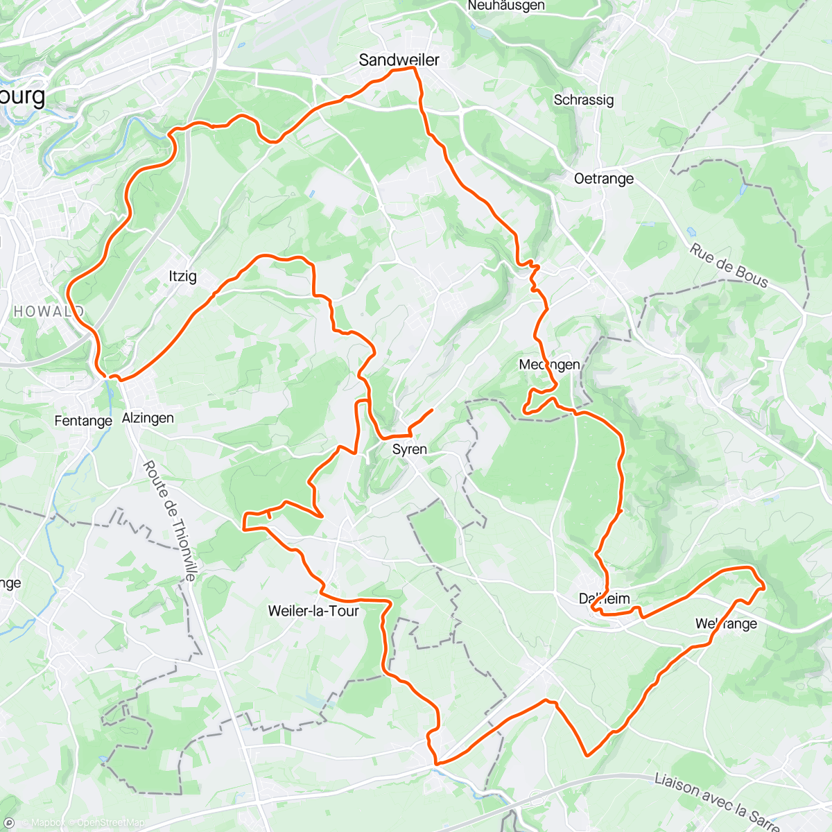 Kaart van de activiteit “Graveltour Duelem mam Änder”