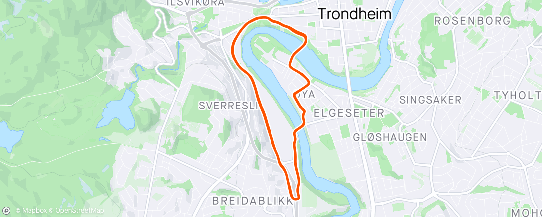 Map of the activity, Trønderjogg 10km 44:49
