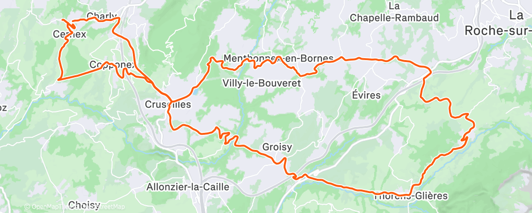 Map of the activity, Sortie vélo le midi
