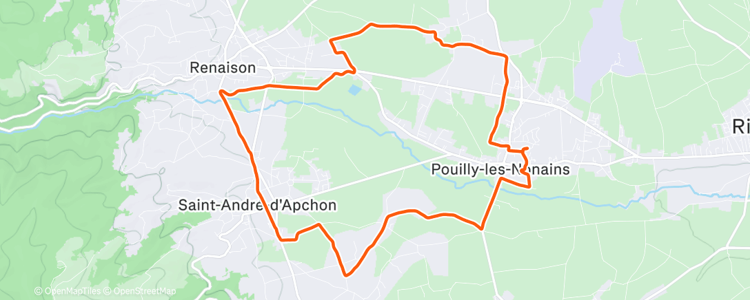 Map of the activity, Course à pied le midi