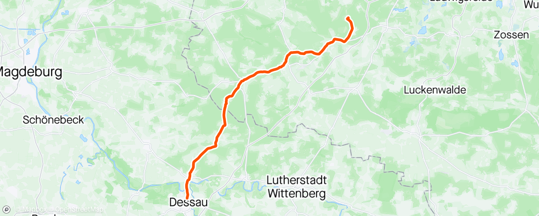 Map of the activity, Staub vom Rahmen pusten und Borkwalde nach Dessau