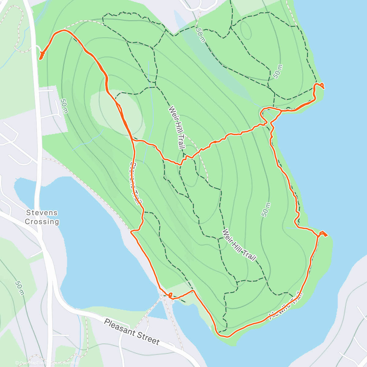 Map of the activity, Wilderness navigation course with the Brooks School