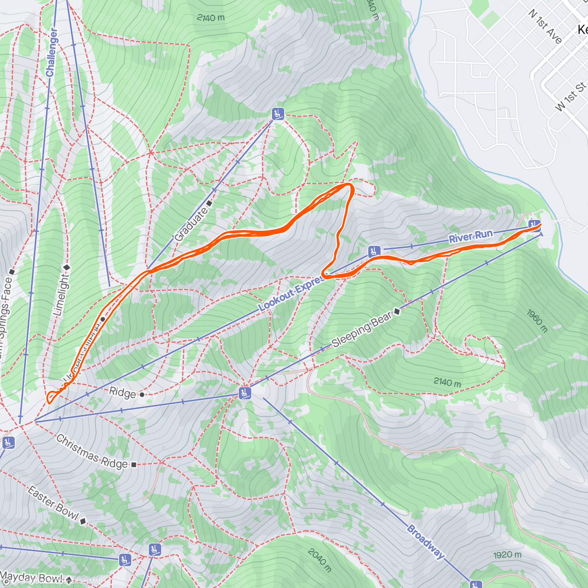Map of the activity, Sun Valley Mtn