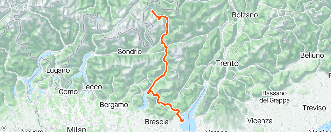 Map of the activity, Giro d’Italia stage 15