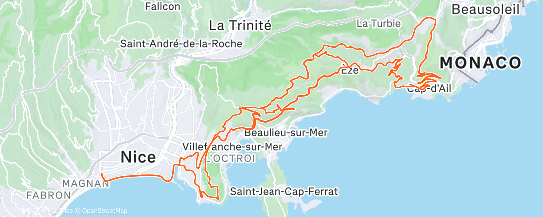 Map of the activity, Alle flanken van de Col d’Èze