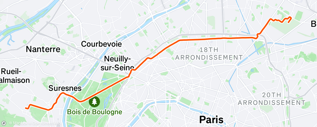 Map of the activity, Sortie vélo le midi