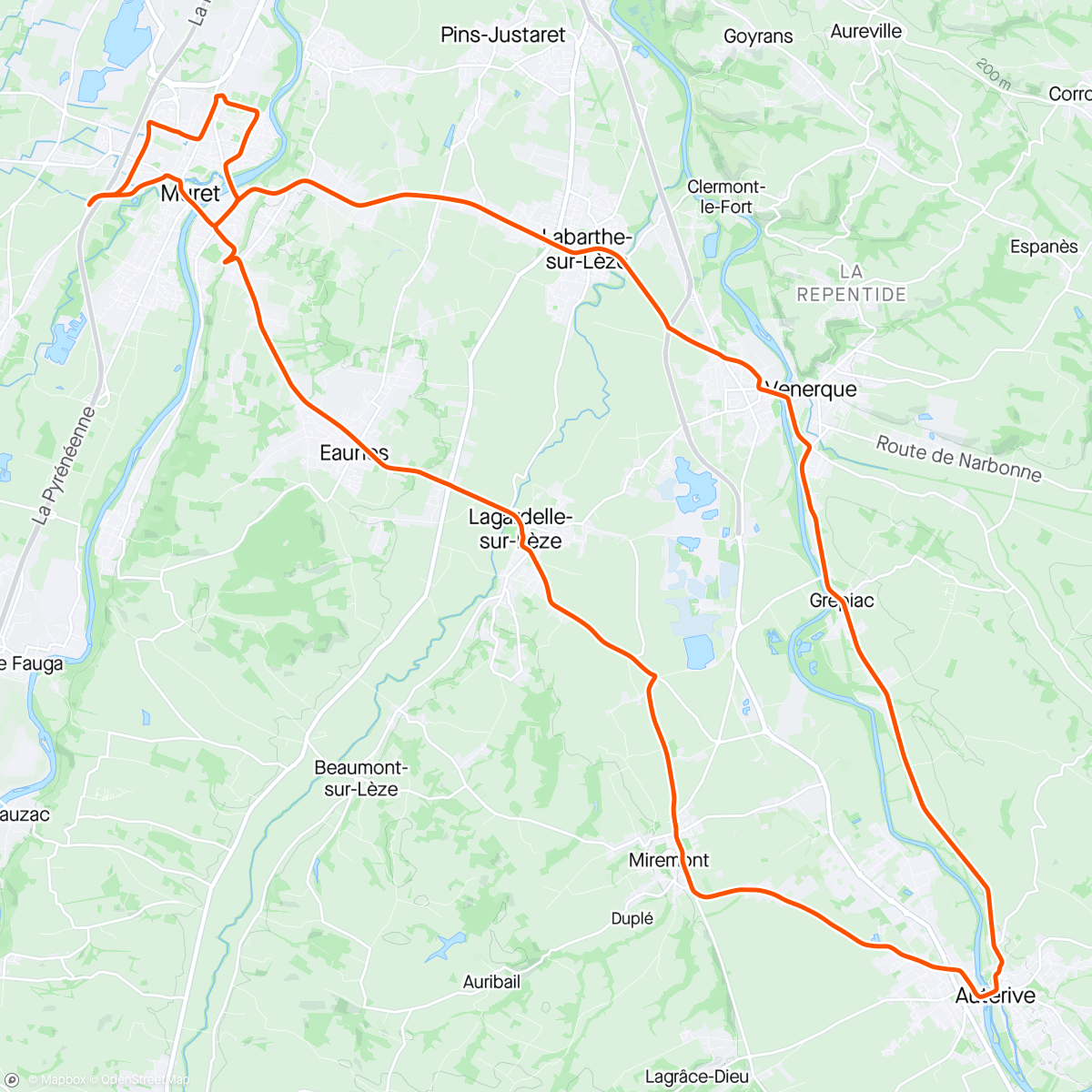 Map of the activity, Déblocage avec le vélo qui vas vite