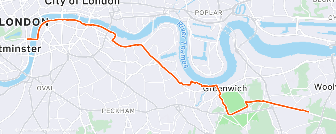 Map of the activity, W6(5) 10miles Easy Effort (~Z1)