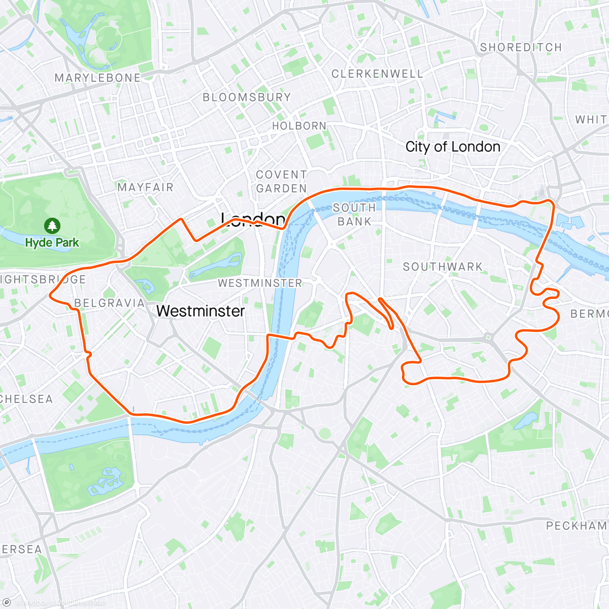Map of the activity, Zwift - PEAK - HW - Tempo in London