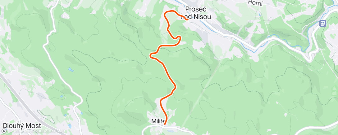 Mapa de la actividad (Časovka do vrchu Milíře 2024)