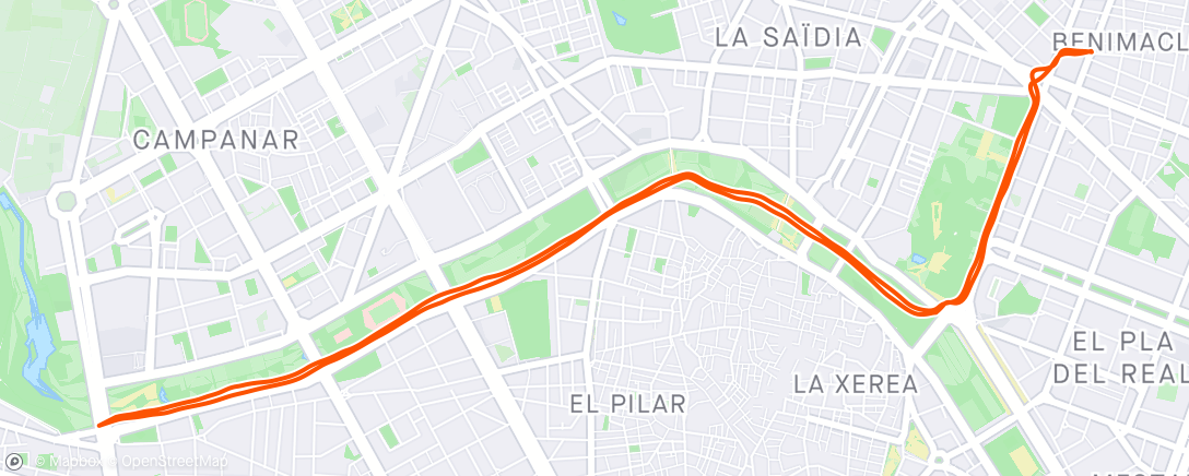 Mapa de la actividad, Carrera de mañana