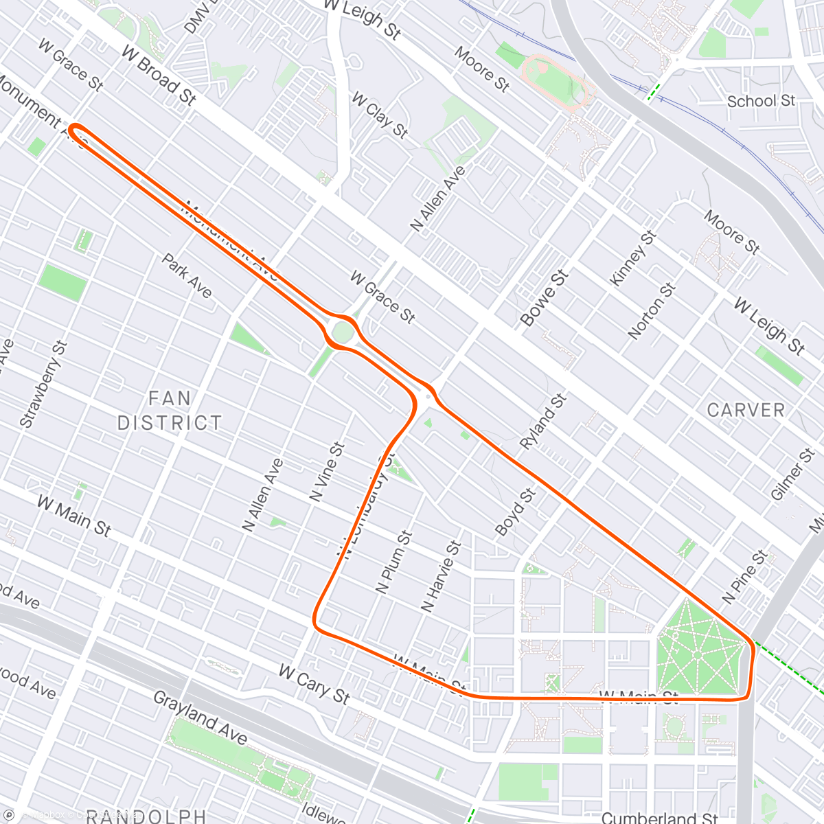 Mapa da atividade, Zwift - Ramp Test in Richmond