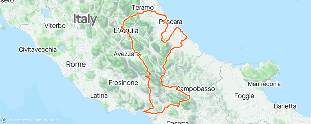 Map of the activity, RAI775 Race across x2 Italy