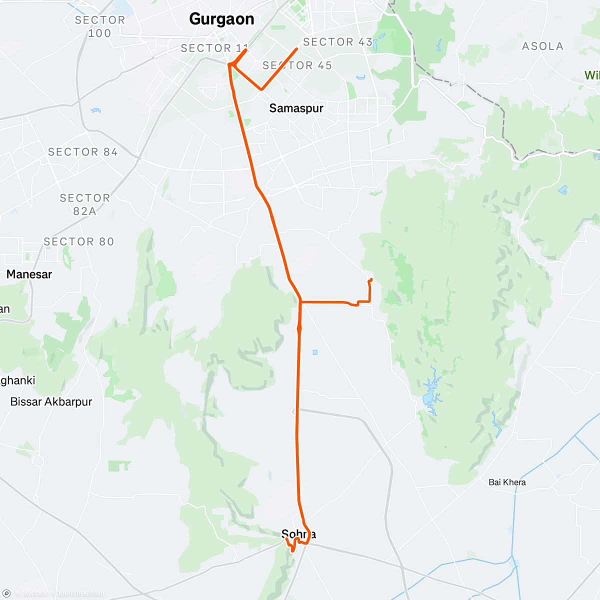 Map of the activity, ☃️Sunday Ride Plan ☃️| 🌈Sohna Hills 🌈| 🧞‍♂️Vanrysel AF 900 🧞‍♂️| 🥷🏻Ankit Khatana 🥷🏻