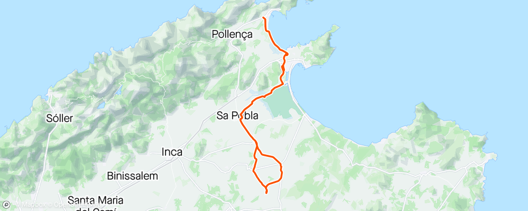 Mapa da atividade, Santa Margalida - dagen var præget af punktering, udfordring med wayfinding og regn. Ingen fik anledning til at gå i kloster😂