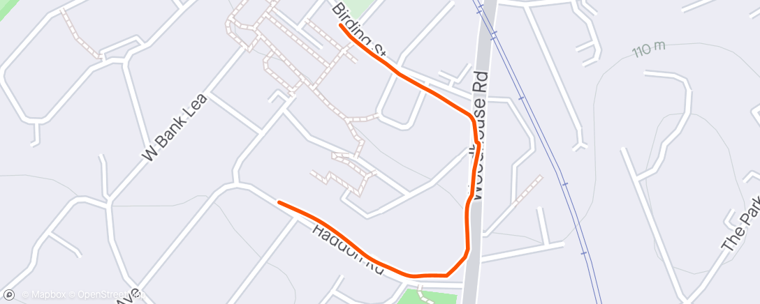 Map of the activity, 2mins run - 1min walk