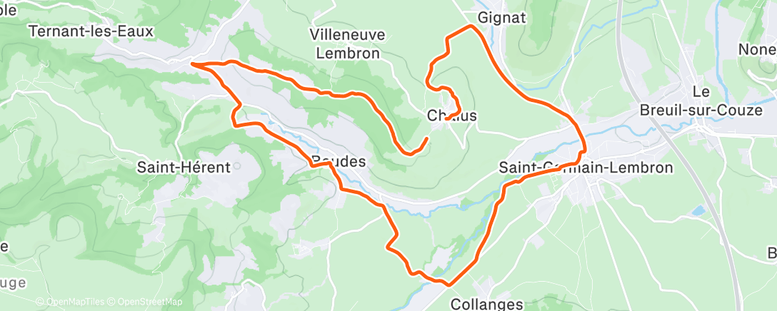 Map of the activity, Sortie VTT dans l'après-midi