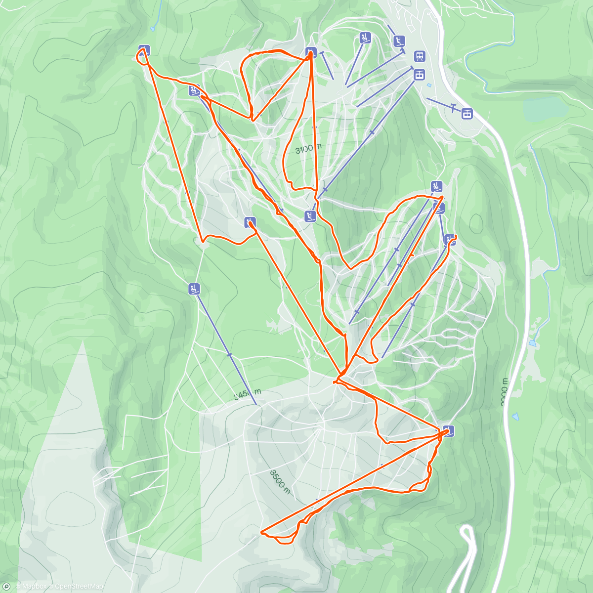Map of the activity, More Snowboarding w/ my Nephew