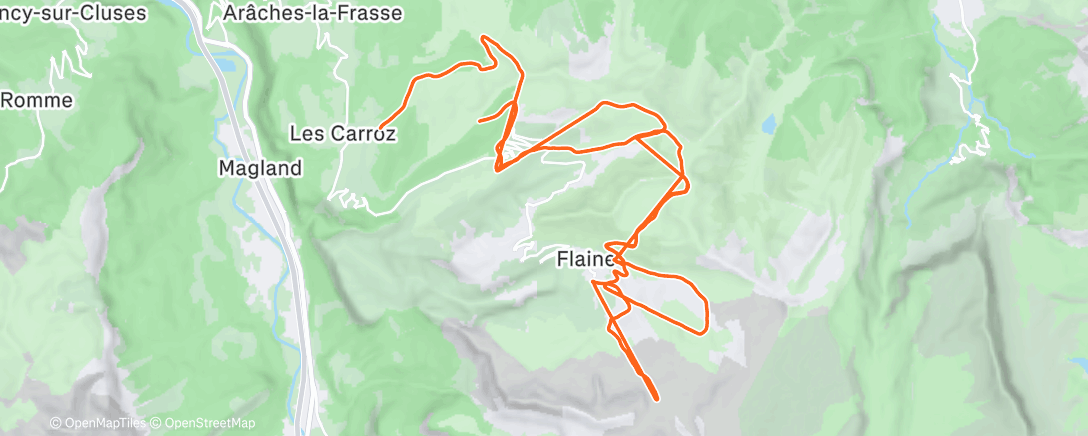 Map of the activity, Morning ski