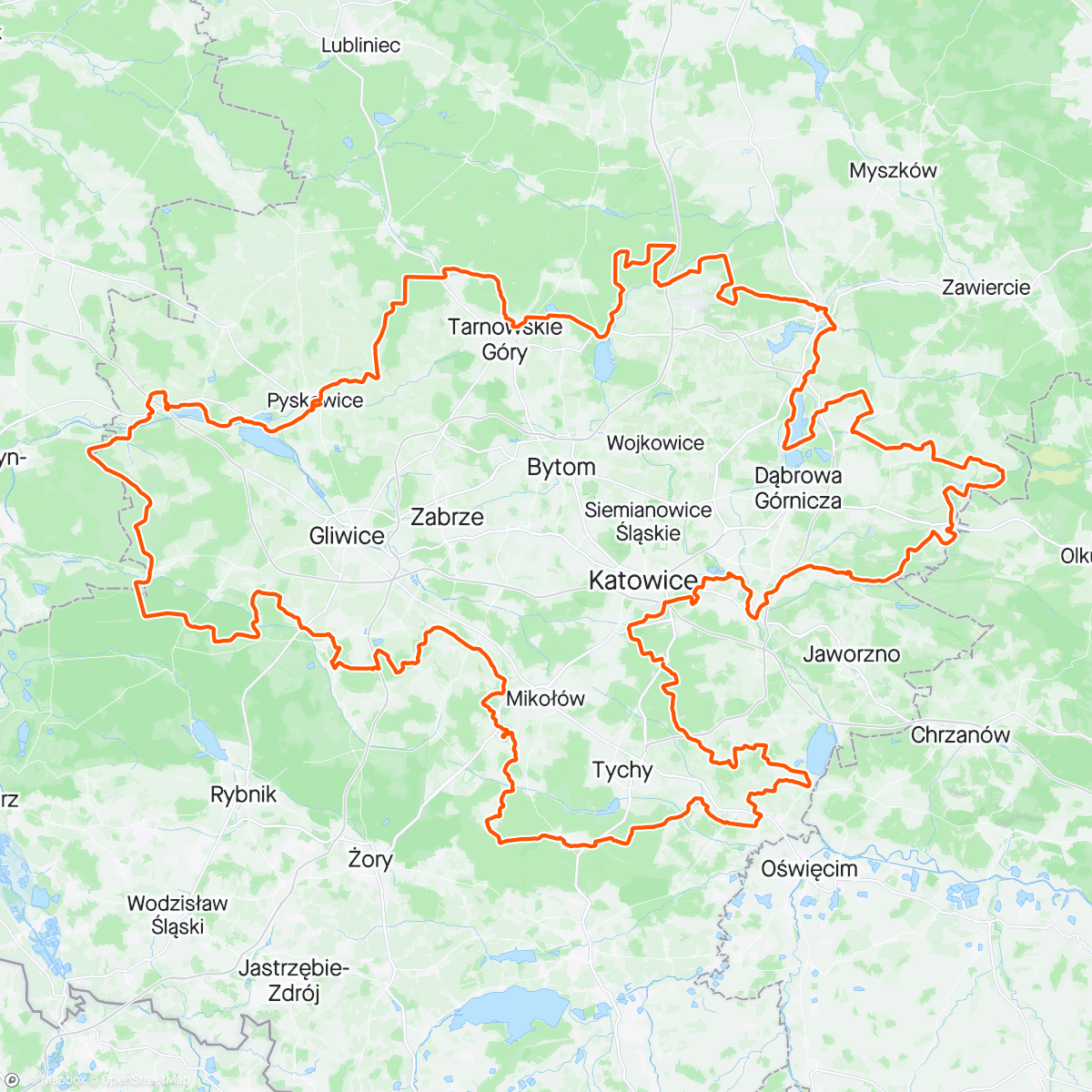 「Tour de GZM - skończony na 4 miejscu Open」活動的地圖
